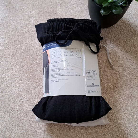 New! Natori Lounge Pants Size Medium Black Beige PJ Pants Casual Neutral Relaxed - Picture 7 of 12